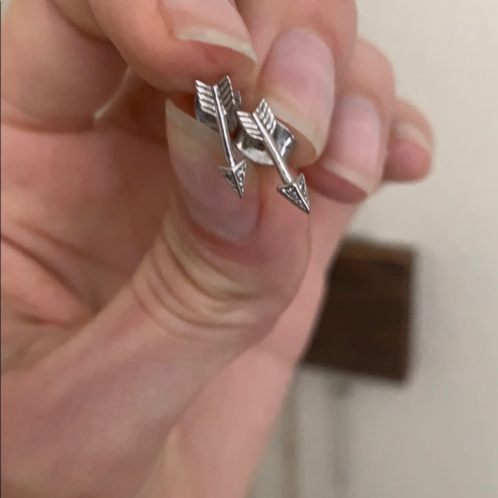 Sterling silver and diamond arrow earrings